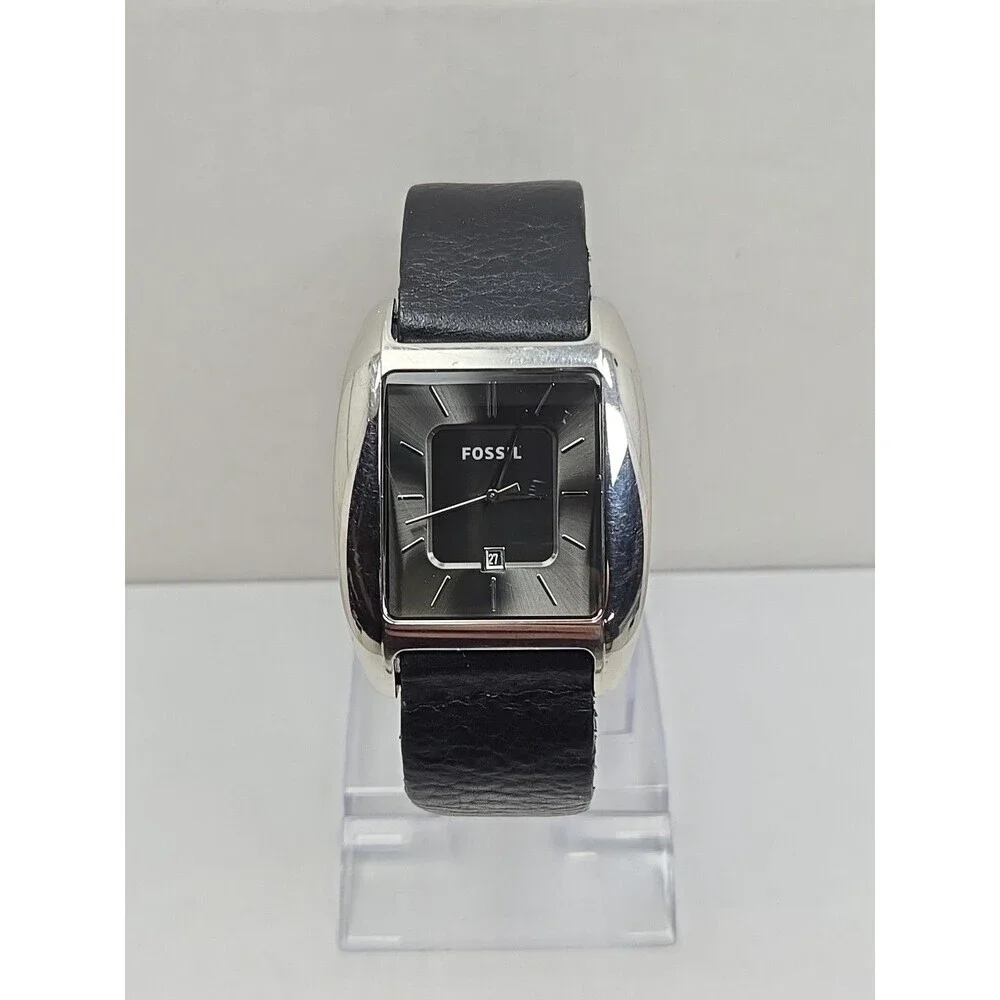 Fossil Arkitekt FS4510 Mens Tonneau Leather Date Watch New Battery 5ATM 50M